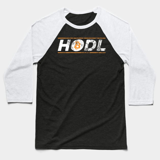 Vintage HODL Bitcoin Crypto Hold BTC Distressed Baseball T-Shirt by theperfectpresents